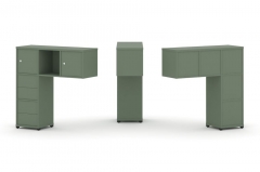 Надставка на стол низкая двухсторонняя + задняя стенка 5 шт. + блок с 1-м ящиком 2 шт. + распашной фасад 3 шт. Рива CONCEPT CN.DNN-006 Кобо Белый