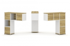 Надставка на стол низкая двухсторонняя + задняя стенка 5 шт. + распашной фасад 5 шт. Рива CONCEPT CN.DNN-007 Дуб Винченцо Белый бриллиант Черный