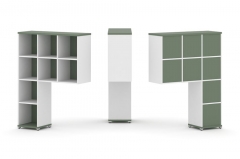 Надставка на стол высокая односторонняя + задняя стенка 8 шт. + блок с 2-мя ящиками 1 шт. Рива CONCEPT CN.ONV-002 Кобо Белый бриллиант Белый металл