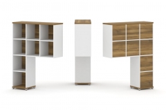 Надставка на стол высокая односторонняя + задняя стенка 8 шт. + распашной фасад 3 шт. Рива CONCEPT CN.ONV-003 Сандал Янтарный Белый бриллиант