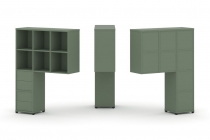 Надставка на стол высокая односторонняя + задняя стенка 8 шт. + блок с 2-мя ящиками 1 шт. + блок с 1-м ящиком 1 шт. Рива CONCEPT CN.ONV-007 Кобо Черный