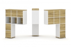 Надставка на стол высокая односторонняя + задняя стенка 8 шт. + распашной фасад 6 шт. Рива CONCEPT CN.ONV-009 Дуб Винченцо Белый бриллиант Белый