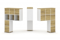 Надставка на стол высокая односторонняя + задняя стенка 8 шт. + распашной фасад 6 шт. Рива CONCEPT CN.ONV-009 Дуб Винченцо Белый бриллиант Черный