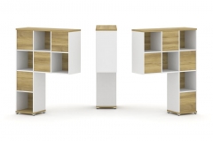 Надставка на стол высокая двухсторонняя + задняя стенка 8 шт. Рива CONCEPT CN.DNV-001 Дуб Винченцо Белый бриллиант Черный металл