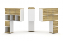 Надставка на стол высокая двухсторонняя + задняя стенка 8 шт. + распашной фасад 6 шт. Рива CONCEPT CN.DNV-002 Дуб Винченцо Белый бриллиант Белый