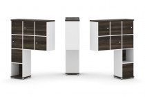 Надставка на стол высокая двухсторонняя + задняя стенка 8 шт. + распашной фасад 6 шт. Рива CONCEPT CN.DNV-002 Дуб Мали Белый бриллиант Черный