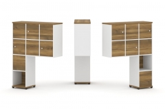 Надставка на стол высокая двухсторонняя + задняя стенка 8 шт. + распашной фасад 6 шт. Рива CONCEPT CN.DNV-002 Сандал Янтарный Белый бриллиант