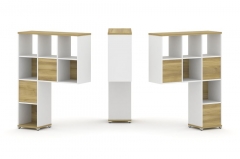 Надставка на стол высокая двухсторонняя + задняя стенка 5 шт. Рива CONCEPT CN.DNV-003 Дуб Винченцо Белый бриллиант Белый металл