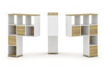 Надставка на стол высокая двухсторонняя + задняя стенка 5 шт. Рива CONCEPT CN.DNV-003 Дуб Винченцо Белый бриллиант Черный металл