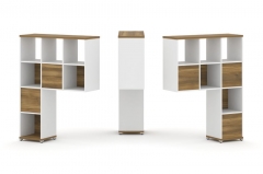 Надставка на стол высокая двухсторонняя + задняя стенка 5 шт. Рива CONCEPT CN.DNV-003 Сандал Янтарный Белый бриллиант Черный металл