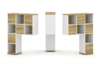 Надставка на стол высокая двухсторонняя + задняя стенка 8 шт. Рива CONCEPT CN.DNV-005 Дуб Винченцо Белый бриллиант Белый металл