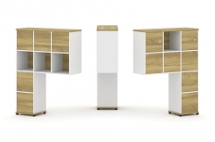 Надставка на стол высокая двухсторонняя + задняя стенка 8 шт. + блок с 1-м ящиком 2 шт. + распашной фасад 2 шт. Рива CONCEPT CN.DNV-007 Дуб Винченцо