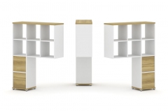 Надставка на стол высокая двухсторонняя + задняя стенка 2 шт. + блок с 2-мя ящиками 2 шт. Рива CONCEPT CN.DNV-008 Дуб Винченцо Белый бриллиант Белый