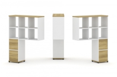 Надставка на стол высокая двухсторонняя + задняя стенка 2 шт. + блок с 2-мя ящиками 2 шт. Рива CONCEPT CN.DNV-008 Дуб Винченцо Белый бриллиант