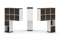 Надставка на стол высокая двухсторонняя + задняя стенка 8 шт. + распашной фасад 6 шт. Рива CONCEPT CN.DNV-009 Дуб Мали Белый бриллиант Белый металл