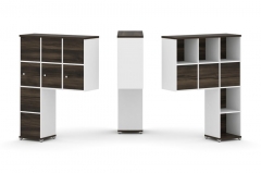 Надставка на стол высокая двухсторонняя + задняя стенка 8 шт. + распашной фасад 3 шт. Рива CONCEPT CN.DNV-010 Дуб Мали Белый бриллиант Белый металл