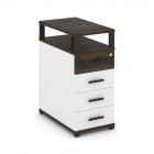 Тумба приставная с 4-мя ящиками и надставкой Рива CONCEPT CN.TGO-003 B/W Дуб Мали Белый бриллиант Черный