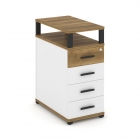 Тумба приставная с 4-мя ящиками и надставкой Рива CONCEPT CN.TGO-003 B/W Сандал Янтарный Белый бриллиант Черный