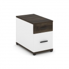 Тумба опорная/приставная с ящиком и распашным фасадом Рива CONCEPT CN.TGO-004 B/W Дуб Мали Белый бриллиант Черный