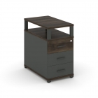 Тумба опорная/приставная с ящиком, распашным фасадом и надставкой Рива CONCEPT CN.TGP-002 B/W Дуб Мали Антрацит