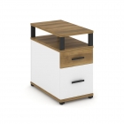 Тумба опорная/приставная с ящиком, распашным фасадом и надставкой Рива CONCEPT CN.TGP-002 B/W Сандал Янтарный Белый бриллиант Черный