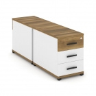 Тумба двухсторонняя опорная приставная с 3-мя ящиками Рива CONCEPT CN.DTGO-001 B/W Дуб Винченцо Белый бриллиант Черный