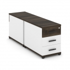 Тумба двухсторонняя опорная приставная с 3-мя ящиками Рива CONCEPT CN.DTGO-001 B/W Дуб Мали Белый бриллиант Черный