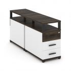 Тумба двухсторонняя опорная приставная с 3-мя ящиками и надставкой Рива CONCEPT CN.DTGP-001 B/W Дуб Мали Белый бриллиант Черный