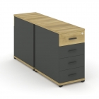 Тумба двухсторонняя опорная приставная с 4-мя ящиками Рива CONCEPT CN.DTGO-002 B/W Дуб Винченцо Антрацит