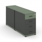 Тумба двухсторонняя опорная приставная с 4-мя ящиками Рива CONCEPT CN.DTGO-002 B/W Сандал Янтарный Антрацит