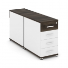 Тумба двухсторонняя опорная приставная с 4-мя ящиками Рива CONCEPT CN.DTGO-002 B/W Дуб Мали Белый бриллиант Белый