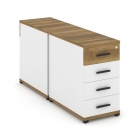 Тумба двухсторонняя опорная приставная с 4-мя ящиками Рива CONCEPT CN.DTGO-002 B/W Сандал Янтарный Белый бриллиант Черный