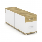 Тумба двухсторонняя опорная приставная с ящиком и распашным фасадом Рива CONCEPT CN.DTGO-004 B/W Дуб Винченцо Белый бриллиант Белый