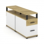Тумба двухсторонняя опорная приставная с ящиком, распашным фасадом и надставкой Рива CONCEPT CN.DTGP-002 B/W Дуб Винченцо Белый бриллиант Черный