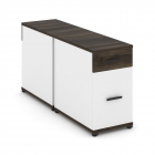 Тумба двухсторонняя опорная приставная с ящиком и распашным фасадом Рива CONCEPT CN.DTGO-005 B/W Дуб Мали Белый бриллиант Черный