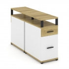 Тумба двухсторонняя опорная приставная с ящиком, распашным фасадом и надставкой Рива CONCEPT CN.DTGO-006 B/W Дуб Винченцо Белый бриллиант Черный