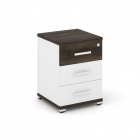 Тумба опорная/приставная с 3-мя ящиками Рива CONCEPT CN.TUO-001 B/W Дуб Мали Белый бриллиант Белый