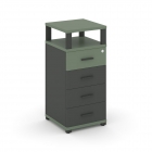 Тумба приставная с 4-мя ящиками и надставкой Рива CONCEPT CN.TUO-003 B/W Сандал Янтарный Антрацит