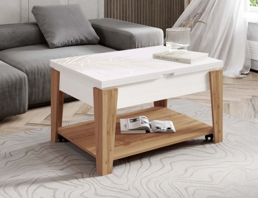 Журнальный стол-трансформер Витра Агат 34 03 Белый шпон-Дуб Вотан