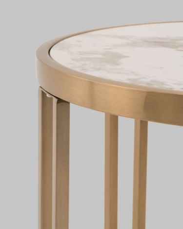 Журнальный столик Stool Group Алиада 55х55 см светлая керамика сталь шампань