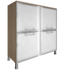 Шкаф четырехсекционный со стеклом в раме Рива YALTA LT-SD1.2R black Снежная Патина