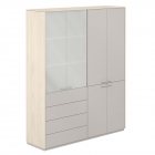 Шкаф высокий двойной Норден Atlas NZ-0321+NZ-0332.YN.GS Ясень Наварра Серый камень