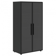 Шкаф со стеклянными дверьми в металлической раме Skyland VELION VENEER VRMCS 80.2 Яшма черная копия 3240060