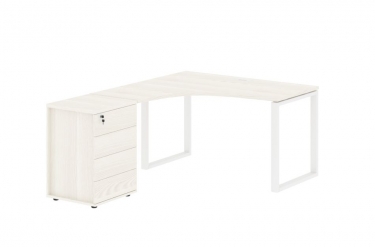 Стол эргономичный с тумбой левый Skyland EDIS EQCET 1318 L Ясень Траун Белый