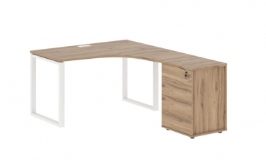 Стол эргономичный с тумбой правый Skyland EDIS EQCET 1318 R Дуб Денвер светлый Белый