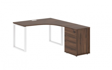 Стол эргономичный с тумбой правый Skyland EDIS EQCET 1318 R Дуб Денвер темный Белый