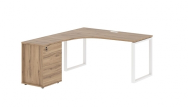 Стол эргономичный с тумбой левый Skyland EDIS EQCET 1518 L Дуб Денвер светлый Белый