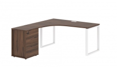 Стол эргономичный с тумбой левый Skyland EDIS EQCET 1518 L Дуб Денвер темный Белый