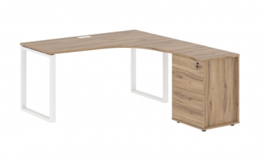 Стол эргономичный с тумбой правый Skyland EDIS EQCET 1518 R Дуб Денвер светлый Белый