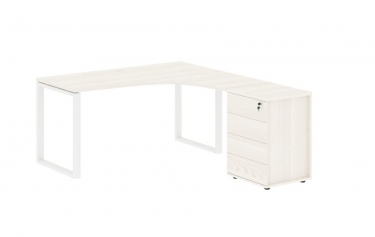 Стол эргономичный с тумбой правый Skyland EDIS EQCET 1518 R Ясень Траун Белый